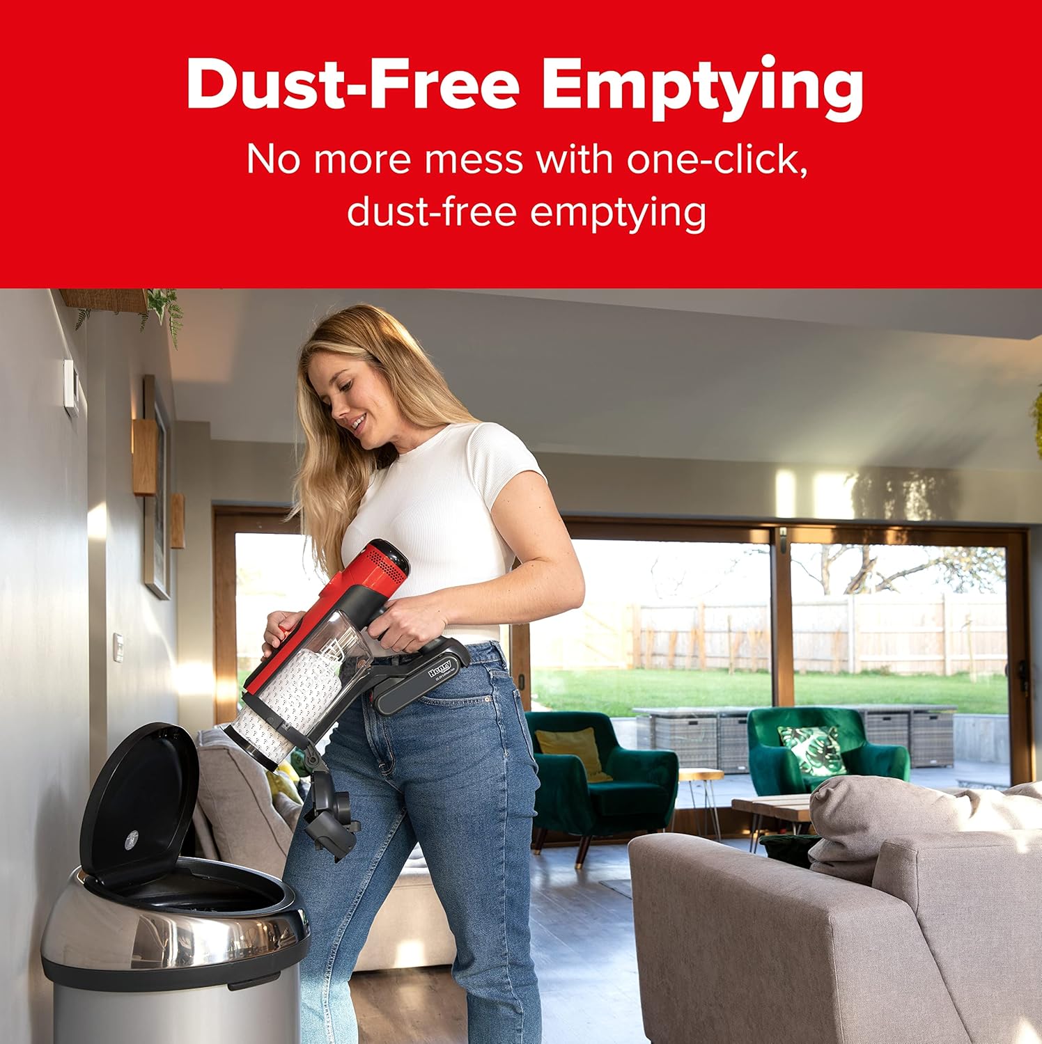 High-Performance Cordless Stick Vacuum Cleaner – Long Runtime, Red Finish