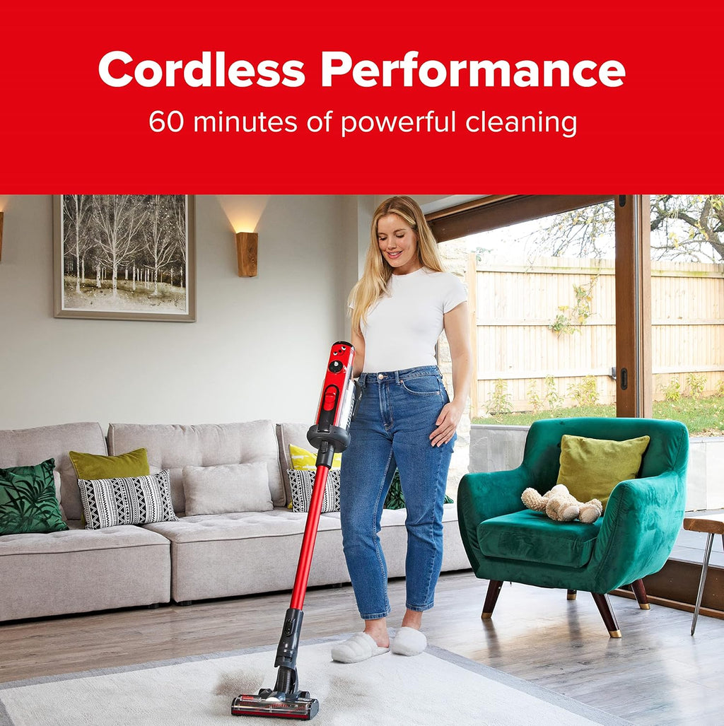 High-Performance Cordless Stick Vacuum Cleaner – Long Runtime, Red Finish
