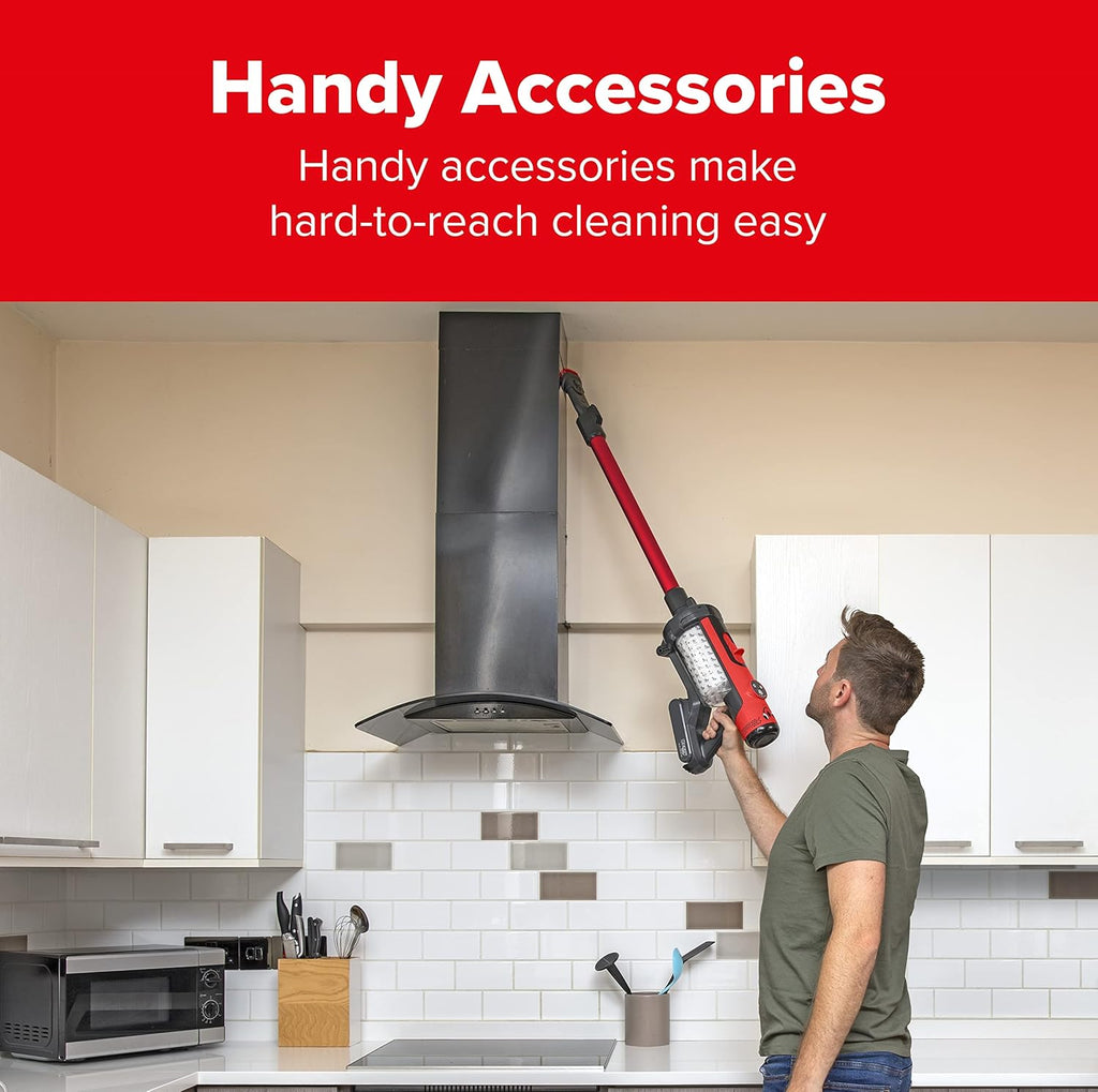 High-Performance Cordless Stick Vacuum Cleaner – Long Runtime, Red Finish