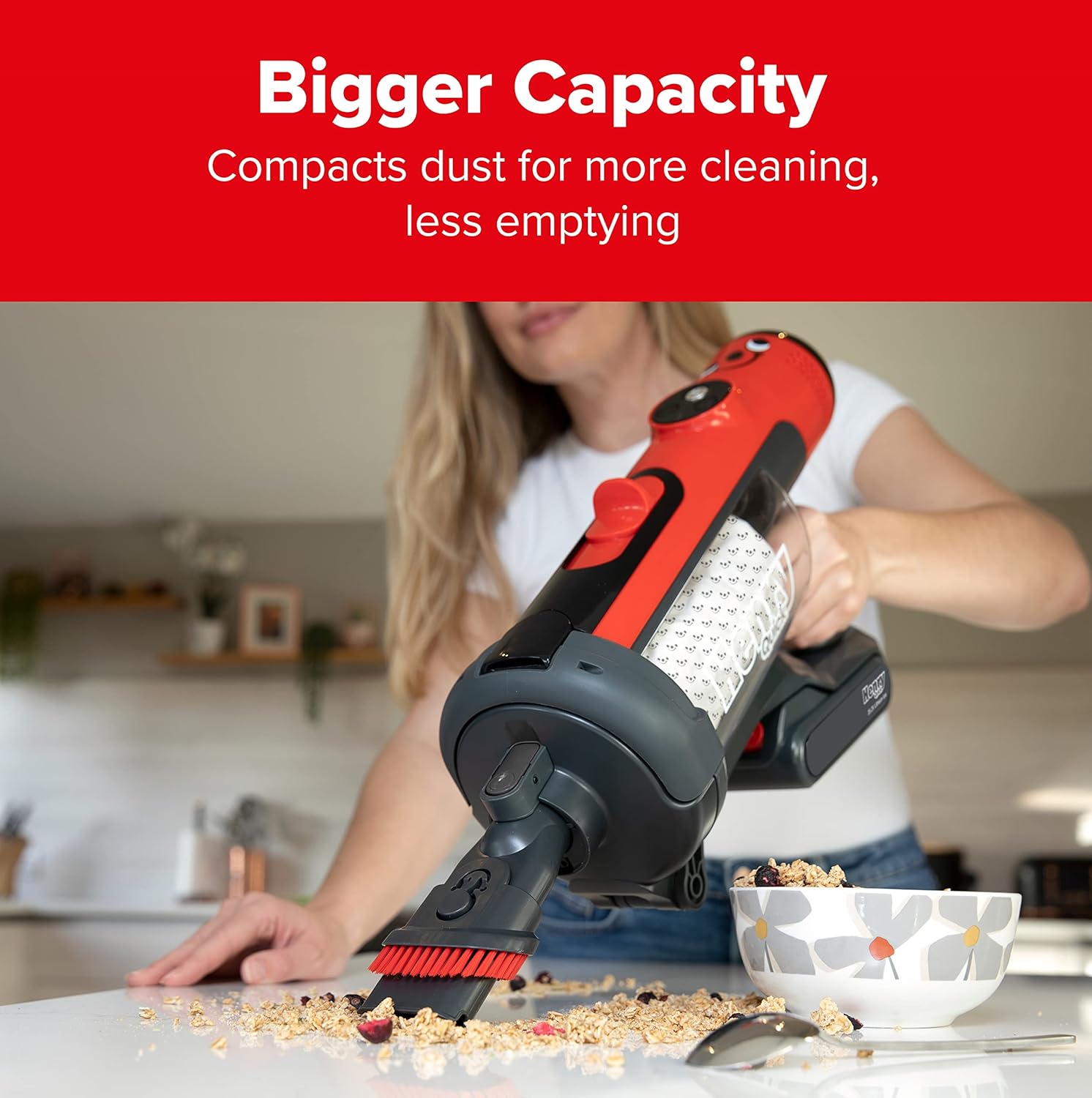 High-Performance Cordless Stick Vacuum Cleaner – Long Runtime, Red Finish