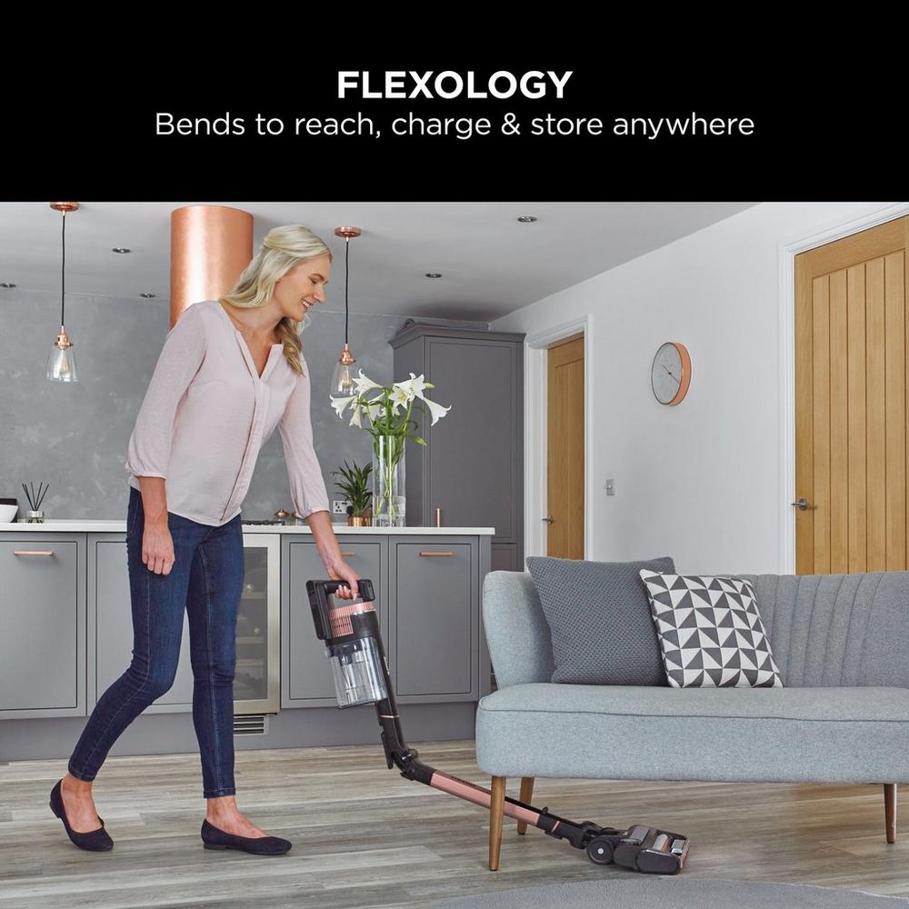 Cordless Stick Vacuum Cleaner with Anti-Tangle Brush – Charcoal Grey & Rose Gold
